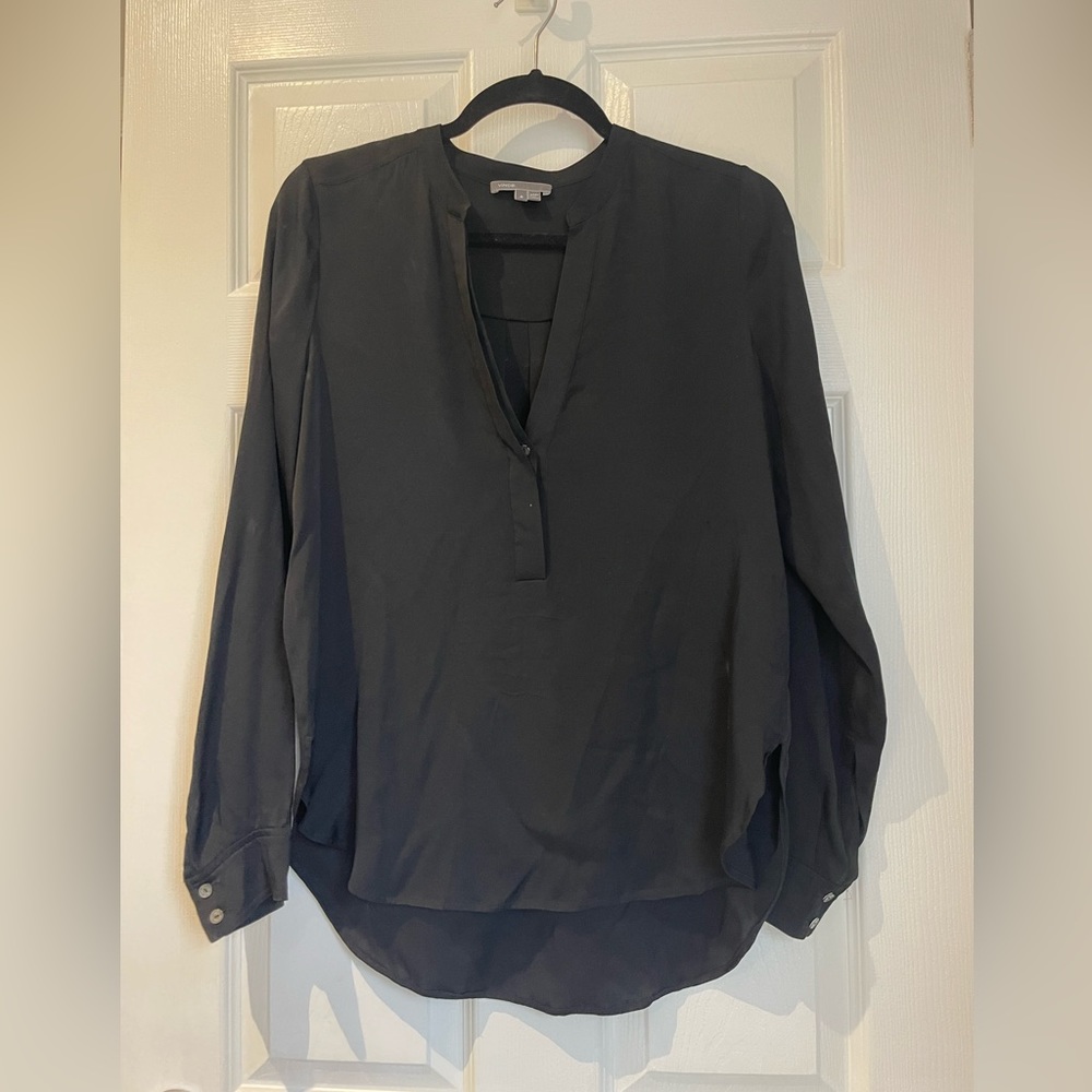 Women’s Vince black silk long sleeve blouse